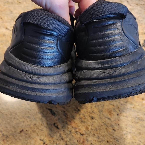 HOKA Black Bondi SR Running Shoes Womens Size 10 Black On Black Leather - Picture 7 of 8
